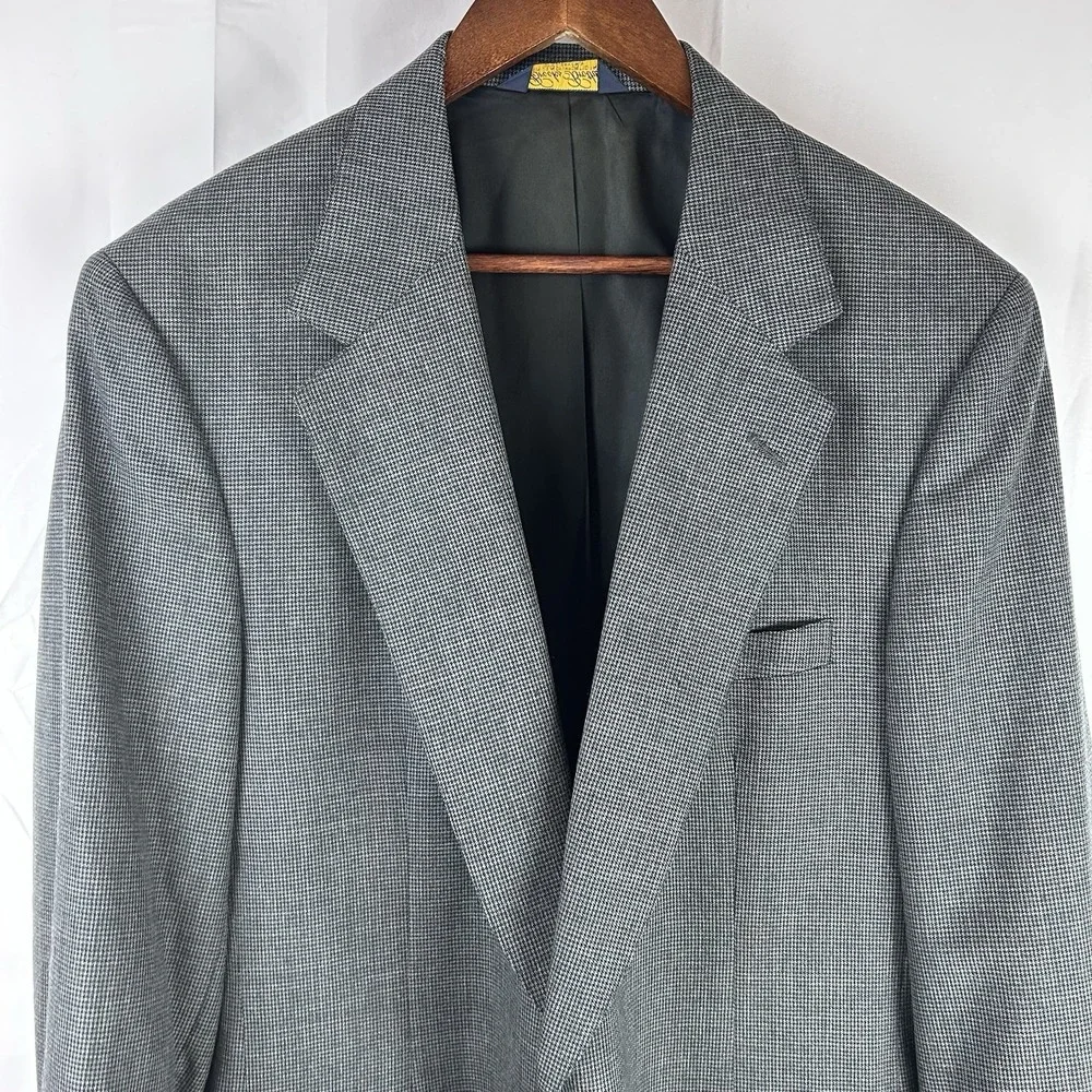 Brooks Brothers Vintage Sport‎ Coat Mens Houndstooth 2 Button 43 L Made In USA
